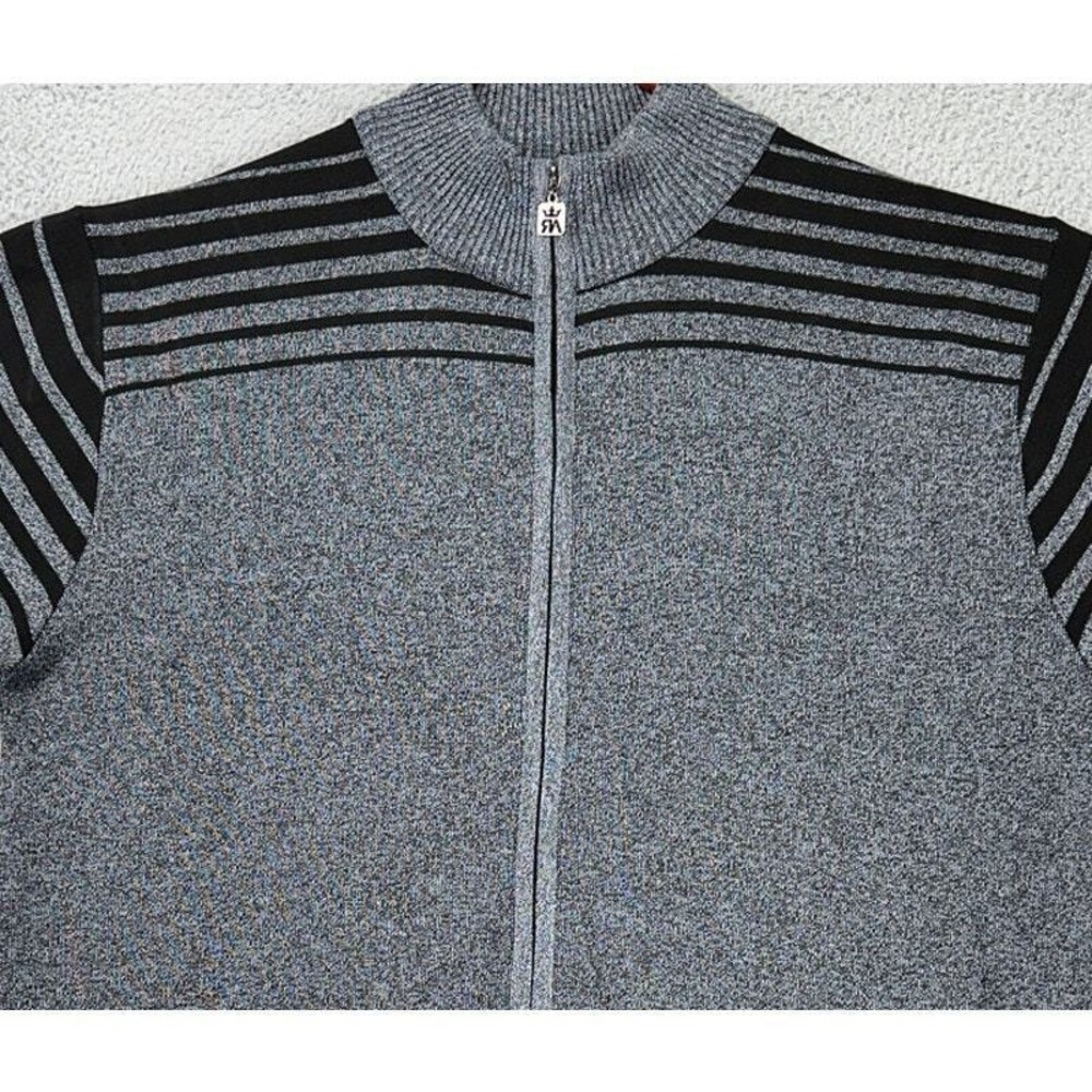 Red Ape Sweater Adult 4X Big Tall Grey Stripe Full Zip Long Sleeve Mock Meck Men